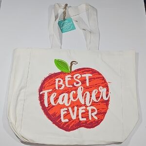 Best Teacher Ever Canvas Reusable Shopping Bag Tote